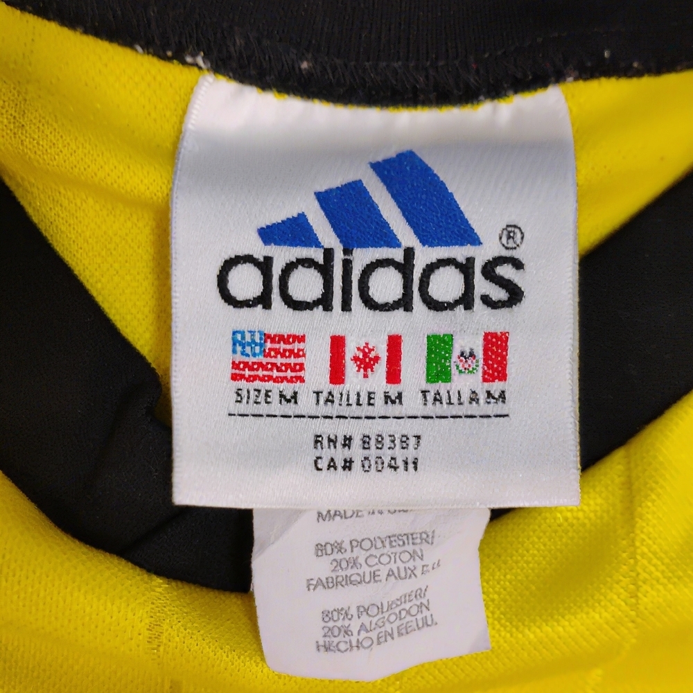 Adidas Trefoil Soccer Jersey Men’s M Yellow Vintage 80s Retro Long Sleeve - Picture 3 of 9
